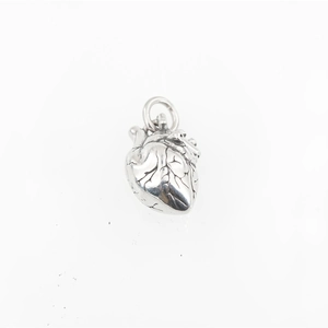 Unisex Gothic Anatomisches Herz Anhänger Halskette in Silberoptik mit realistischen Texturen