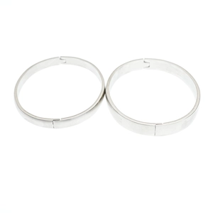 Minimalist silver stainless steel couple bangles with invisible clasp for daily wear