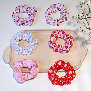 Valentine Day Scrunchies Heart Lip Print Elastic Cloth Hair Ties Romantic Ponytail Holders Sweet Hair Accessories Women
