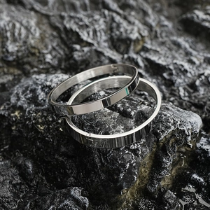 Minimalist Oval Titanium Stainless Steel Bangle For Women Men Mirror Polished Brushed Plain Circle Bracelet Jewelry Gift