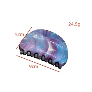 French style marble texture hair claw clip in blue and purple, 9cm long shark clip