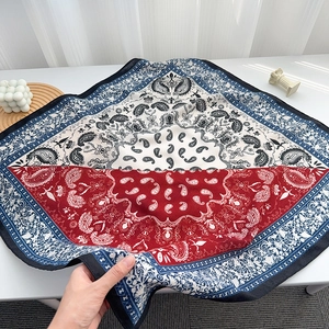 Vintage Paisley Print Quadratischer Schal Eleganter Polyester Satin Satinngefühl Bandana Für Damen Casual Täglich Halstuch