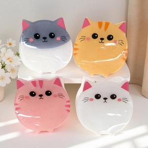 Χαριτωμένα Κλιπ Μαλλιών με Glitter σε Σχήμα Γάτας PVC Κλιπ Μαλλιών Ζώου Μίνι Αξεσουάρ Μαλλιών για Παιδιά Κορίτσια Γυναίκες