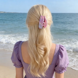 French marble ink texture hair claw clip in purple acetate for thick hair styling