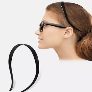 Slim black non-slip hairband with teeth designed to wear comfortably with glasses
