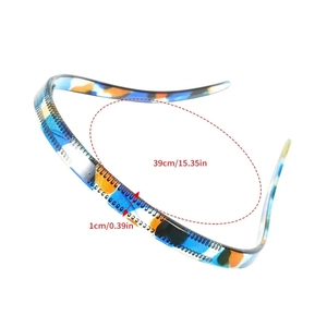 U-shaped non-slip tortoise shell headband with teeth for women, blue and orange resin hairband