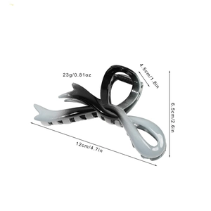 Pince à cheveux 12cm dégradé avec nœud ruban montrant les dimensions et le poids 23g