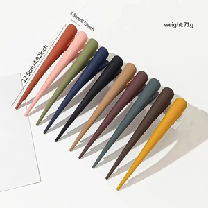 Set of 10 Morandi colored matte hair duckbill clips shown with precise dimensions