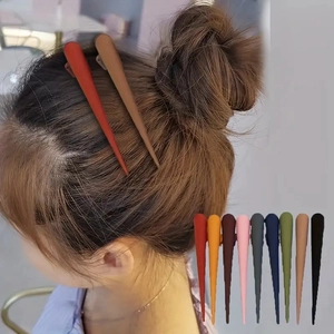 Detail showing 10 Morandi colored matte hair clips with anti-slip sawtooth design