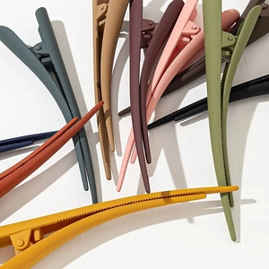 Set of 10 Morandi colored matte duckbill hair clips with a smooth non-slip finish