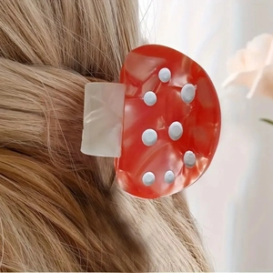 Handmade Acetate Mushroom Hair Claw Clip Polka Dot Marbling Mini Hairpin Cute Forest Style Hair Accessories For Women