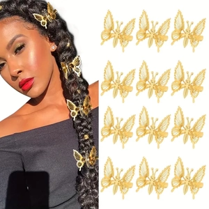 Elegantes Pinzas para el Cabello de Mariposa Caladas para Mujer Oro Plata Aleación Metal Mariposa Pinzas Laterales Accesorios para el Cabello