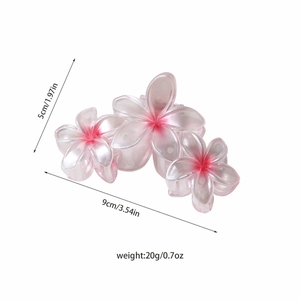 Pince à cheveux fleur de frangipanier nacrée de 9 cm avec dégradé de rose pour femmes