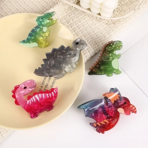 Cute Dinosaur Acetate Hair Claw Clips Marble Pattern Animal Shaped Gradient Hair Grips For Women Girls Hair Accessories