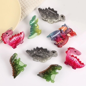 Cute dinosaur acetate hair claw clip set for women with marble texture in various colors