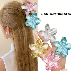 Pinces à Cheveux Fleur Étoile Irisées pour Femmes Pince à Cheveux Holographique Aurora Accessoires de Coiffure Floraux Doux