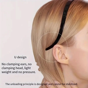 U-shaped black acetate headband with non-slip teeth for pressure-free all-day comfort