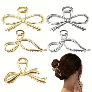 Fermaglio per Capelli a Granchio con Fiocco in Metallo Minimalista per Donna Pinza per Capelli in Lega di Moda Oro Argento Accessorio
