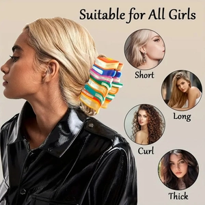 Book-shaped acrylic hair claw clip shown on diverse hair types for stylish ponytail look