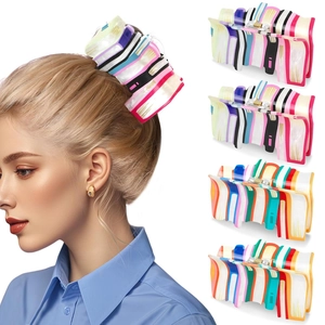 Creative Book Stack Hair Claw Clip Acrylic Fashion Colorful Hair Accessories Large Shark Clip For Women Girls Daily Headwear