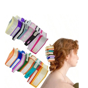Large colorful stacked book shark hair claw clip accessory for creative styling