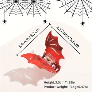 Red marble acrylic bat hair claw clip for Halloween party ponytail styling 8.7cm