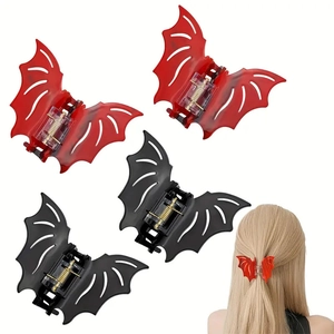 Halloween Bat Wing Hair Claw Clip For Women Gothic Acrylic Hair Accessories Bat Shaped Party Hairpin Hair Grabber Ornament