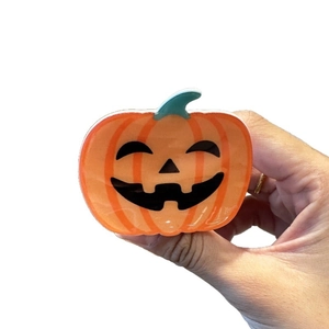 Cute cartoon pumpkin shark hair clip in bright orange for Halloween party hair styling