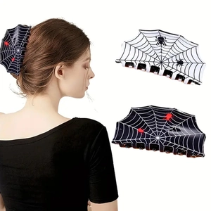 Pince à Cheveux Toile d'Araignée Halloween Drôle Gothique Pinces à Cheveux Requin pour Femmes Accessoires de Coiffure Festive