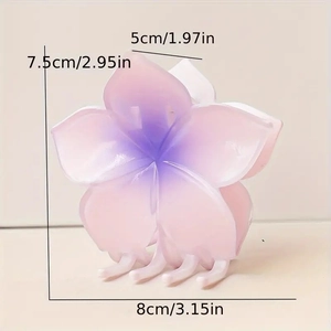 Détails de la pince à cheveux fleur de 8cm montrant les dimensions et la structure