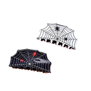 Pinces à cheveux d'Halloween motif toile d'araignée noir et blanc pour coiffures de fête