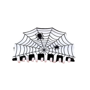 Pince à cheveux Halloween avec motif toile d'araignée et petites araignées