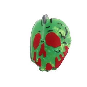 Green skull apple hair claw clip in faux acetate for creative halloween party hairstyles