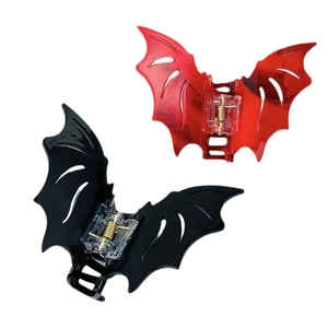 Halloween bat hair claws in red and black colors for festive party hairstyle styling