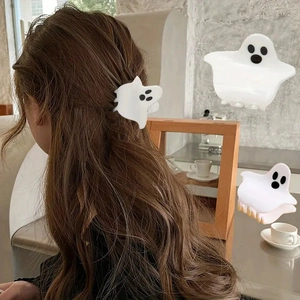 Pince à Cheveux Fantôme d'Halloween en Acétate Acrylique Blanc Fantôme Barrette Gothique Antidérapante Pour Femmes Bijoux