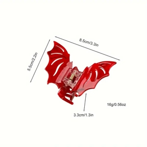 Halloween rote Fledermaus-Haarklammer mit Größenangaben und Gewichtsdetails
