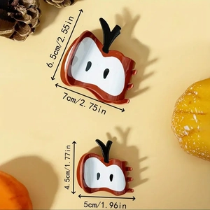 Cute apple-shaped hair claw clips in red and white acrylic for women hair styling