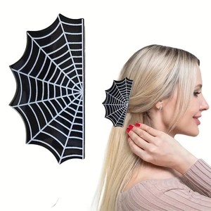 Pince à Cheveux Toile d'Araignée Halloween Acrylique Punk Gothique Accessoire Cheveux pour Femmes Filles Fête Cosplay Coiffe