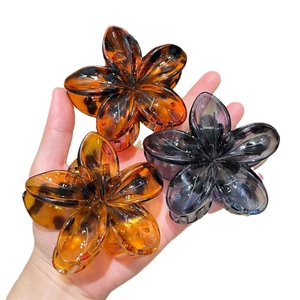 Eleganter Haarkralle Mit Blumen Leopardenmuster Harz Acetat Haarklammer Große Florale Styling Haargriff Für Damen Mädchen