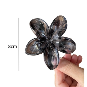 Eleganter 8cm schwarzer Haarklammer mit Leopardenblumen und Glitzer für das Haarstyling