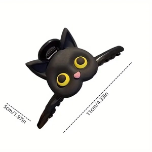 Pince à cheveux chat noir mignonne de style dessin animé pour queue de cheval