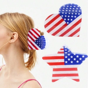 Patriotische Amerikanische Flagge Haarkralle Herz Stern Form Acryl Shark Clip Rot Weiß Blau Haar Accessoire Für Unabhängigkeitstag