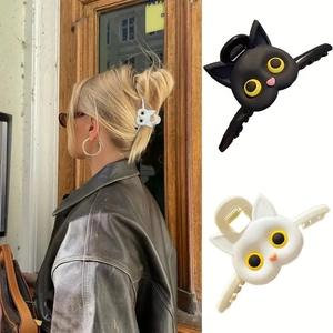 Pince à Cheveux Chat de Dessin Animé Mignonne Mat Grande Pince à Cheveux Porte-Queue de Cheval Accessoires de Coiffure pour Femmes Filles