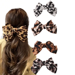 Pince À Cheveux Élégante Avec Nœud Léopard Pince À Ressort En Tissu Grand Nœud Épingle À Cheveux Accessoires Pour Cheveux Femme