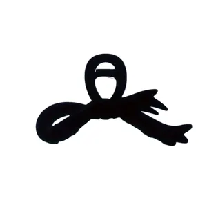 Elegant black velvet bow hair claw clip for women, size 4.72in by 2.76in, top view