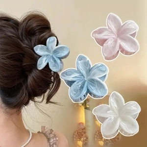 Elegant Frangipani Flower Hair Claw Clip For Women Handmade Cellulose Acetate Marble Texture Styling Daily Accessories
