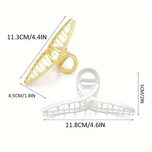 Minimalist metal hair claw set in gold and silver, 11.8cm large hollow shark clips
