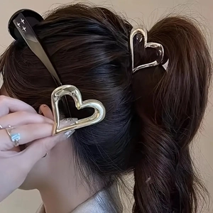 Pinza de pelo corazón dorado y horquilla estrella para peinado de coleta