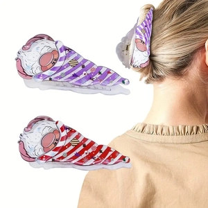 Weihnachten Weihnachtsmann Gnome Haarklammer PVC Gestreift Cartoon Haarspange Süß Große Haarklemme Festliche Feiertag Haarschmuck Für Damen
