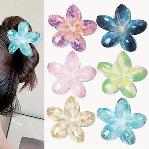 Pinza per Capelli a Forma di Giglio Sfumatura Marmo Dolce Fermaglio Shark Tenuta Grande Accessorio Coda per Donna Gioielli